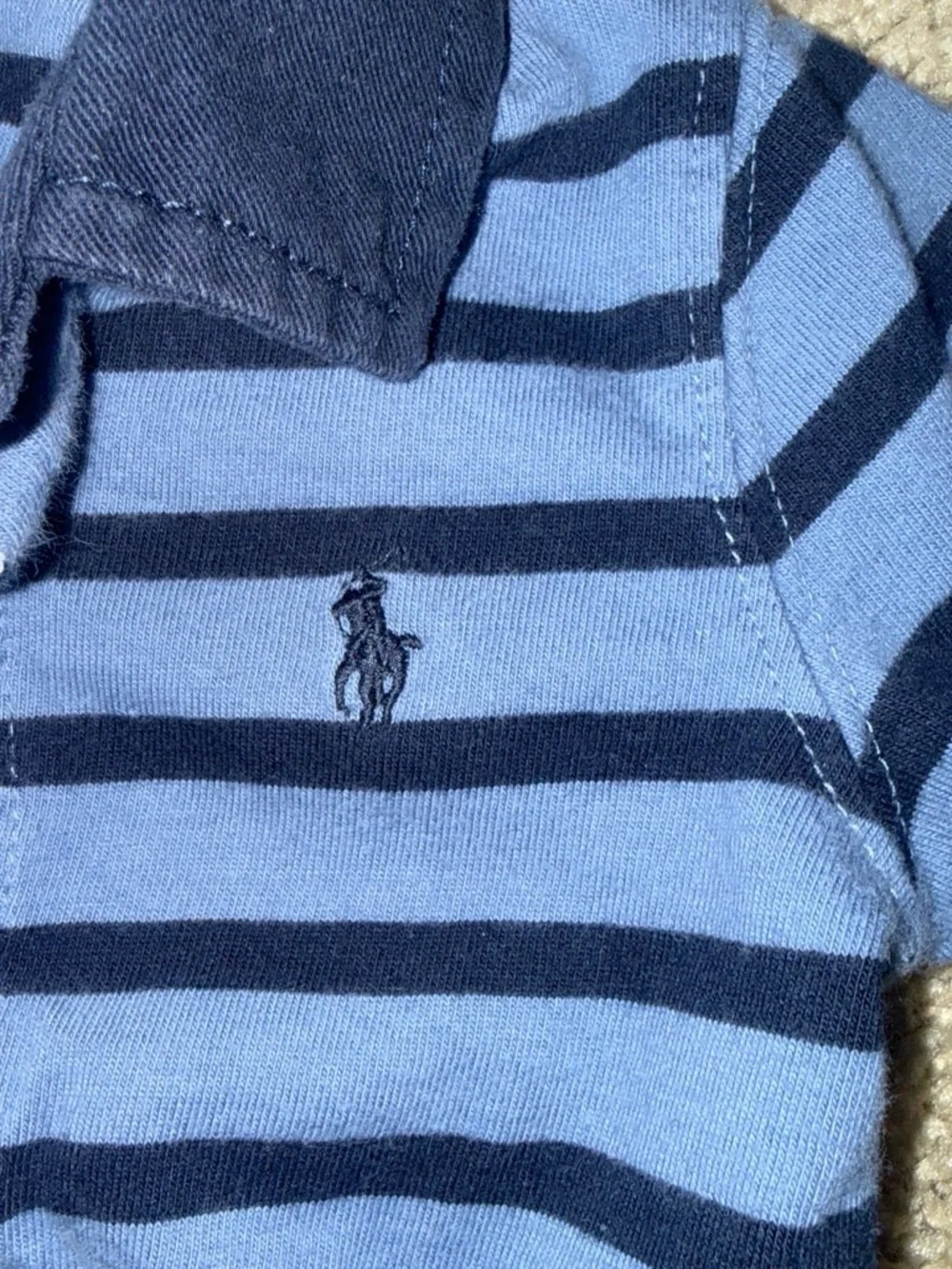 Ralph Lauren Navy & Light Blue Striped Polo One-Piece